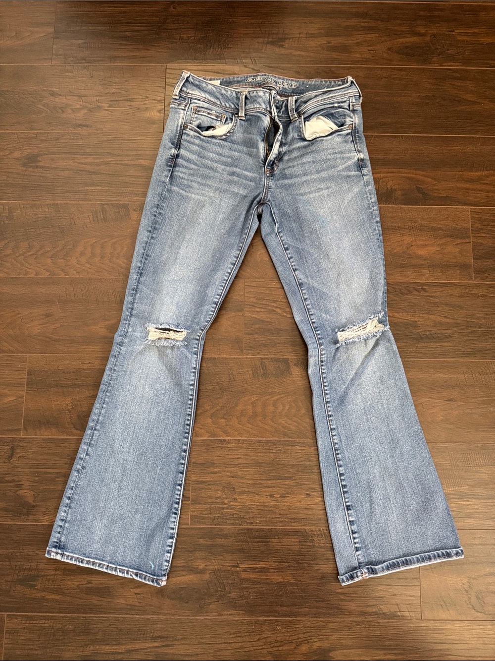 American Eagle Distressed Kick Boot Jeans